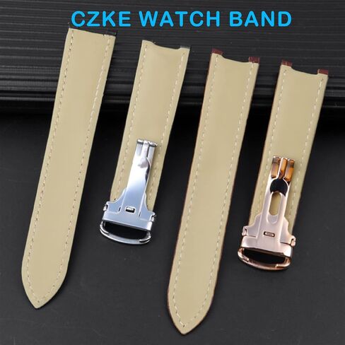 SKM Genuine Leather Watchband Men Women for Cartier Pasha W3108/HPI004 Folding Buckle Concave Strap 21x15m 20x12mm 18x10mm Watchbands (Color : Brown Rose Gold, Size : 21.15mm) in Saudi Arabia