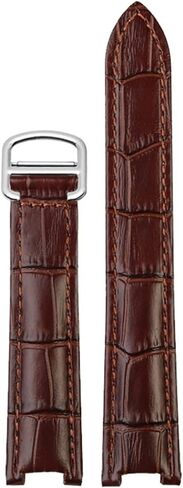 SKM Genuine Leather Watchband Men Women for Cartier Pasha W3108/HPI004 Folding Buckle Concave Strap 21x15m 20x12mm 18x10mm Watchbands (Color : Brown Rose Gold, Size : 21.15mm) in Saudi Arabia
