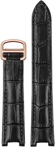 SKM Genuine Leather Watchband Men Women for Cartier Pasha W3108/HPI004 Folding Buckle Concave Strap 21x15m 20x12mm 18x10mm Watchbands (Color : Brown Rose Gold, Size : 21.15mm) in Saudi Arabia