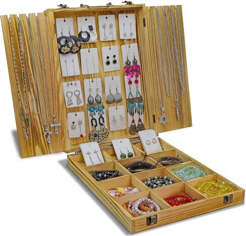 Jewelry Display Case for Vendors, Earring Case, Multi-Layer Storage Holder for Earrings, Bracelets necklaces and Rings (Brown) in Saudi Arabia