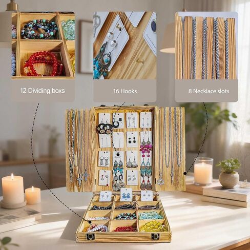 Jewelry Display Case for Vendors, Earring Case, Multi-Layer Storage Holder for Earrings, Bracelets necklaces and Rings (Brown) in Saudi Arabia