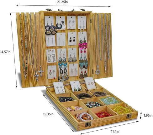 Jewelry Display Case for Vendors, Earring Case, Multi-Layer Storage Holder for Earrings, Bracelets necklaces and Rings (Brown) in Saudi Arabia