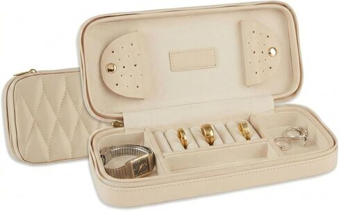Bey-Berk Diamond-Quilted Leather Travel Jewelry Case, Black, 9" x 4" x 1.75" in Saudi Arabia