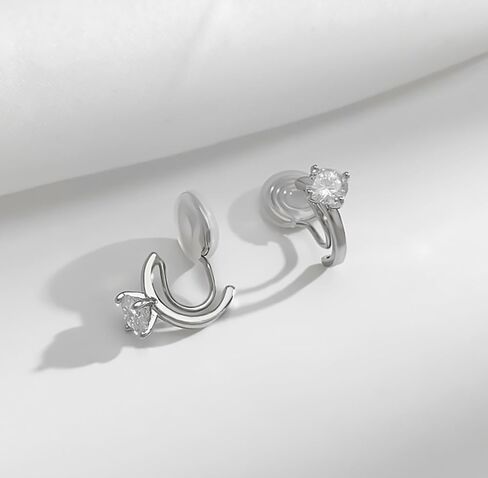 A Season Gold and Silver Clip-on Earrings for Non-Pierced Ears, Different Designs, (Silver Diamond) in Kuwait