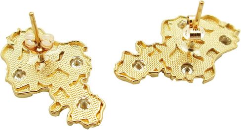 Mens 10k Yellow Gold Nugget Earrings With CZ in Kuwait