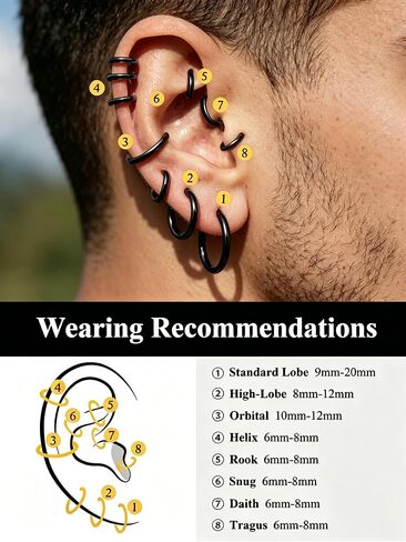 SMORI Mens Womens Hoop Earrings Gold/Silver Plated/Black Small Hoop Earring Set for Women Men Stainless Steel Huggie Earrings Hypoallergenic Lightweight Sleeper Earring Cartilage Ear Piercing in Kuwait