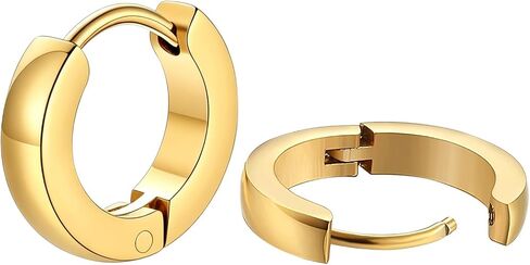 SMORI Mens Womens Hoop Earrings Gold/Silver Plated/Black Small Hoop Earring Set for Women Men Stainless Steel Huggie Earrings Hypoallergenic Lightweight Sleeper Earring Cartilage Ear Piercing in Kuwait