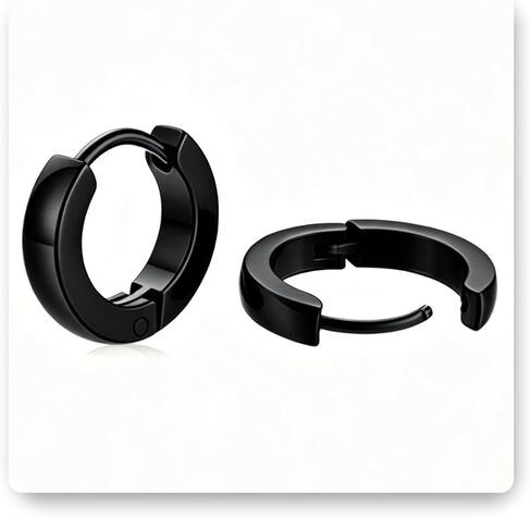 SMORI Mens Womens Hoop Earrings Gold/Silver Plated/Black Small Hoop Earring Set for Women Men Stainless Steel Huggie Earrings Hypoallergenic Lightweight Sleeper Earring Cartilage Ear Piercing in Kuwait