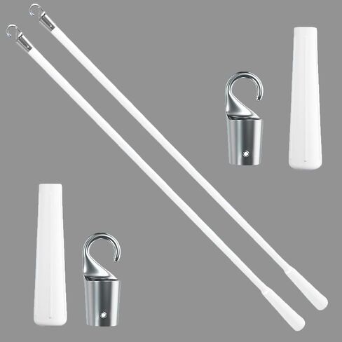 2-Pack 30 Inch White Fiberglass Vertical Blind Wand Replacement Durable Tilt Control Rod with Hook & Handle Replacement Parts for Vertical Blinds & Window Shades in Kuwait