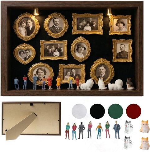 Personalized DIY Silhouette Box Frame Kit - Mini Gold Photo Display & Figurines for Shadow Box | Wedding/Anniversary/Birthday Memory Collage | Museum of Home Decor 2026 (D Style) in Saudi Arabia