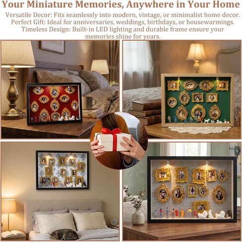 Personalized DIY Silhouette Box Frame Kit - Mini Gold Photo Display & Figurines for Shadow Box | Wedding/Anniversary/Birthday Memory Collage | Museum of Home Decor 2026 (D Style) in Saudi Arabia