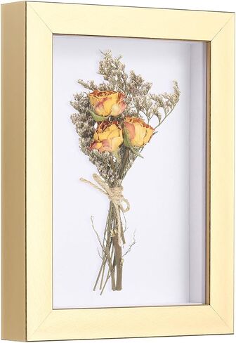 uxcell 4x6 Inch Shadow Box Display Frame, 2cm Deep Photo Shadow Box Plastic Display Case Wall Mount & Tabletop Display for DIY Photos Flowers Memorabilia Wedding Birthday, Gold in Kuwait