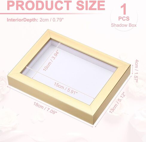 uxcell 4x6 Inch Shadow Box Display Frame, 2cm Deep Photo Shadow Box Plastic Display Case Wall Mount & Tabletop Display for DIY Photos Flowers Memorabilia Wedding Birthday, Gold in Kuwait