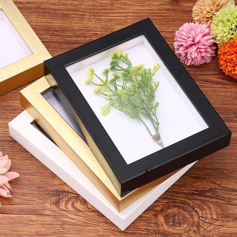 uxcell 4x6 Inch Shadow Box Display Frame, 2cm Deep Photo Shadow Box Plastic Display Case Wall Mount & Tabletop Display for DIY Photos Flowers Memorabilia Wedding Birthday, Gold in Kuwait