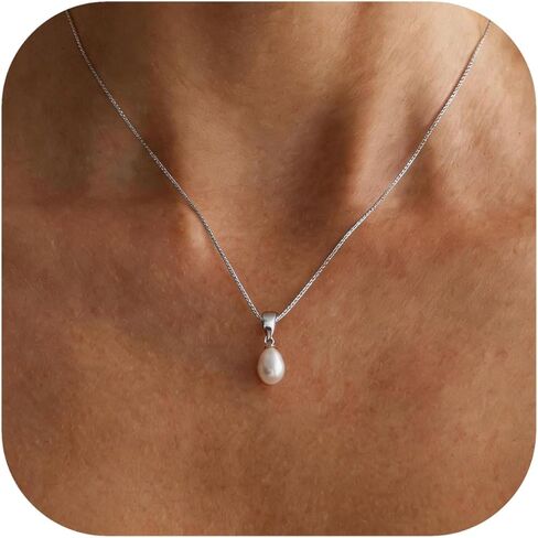 Pearl Necklace for Women Trendy Gold Prom Pendant with Diamond CZ 14K Plated Dainty Wedding Bridal Mothers Day Jewelry Gifts in Saudi Arabia