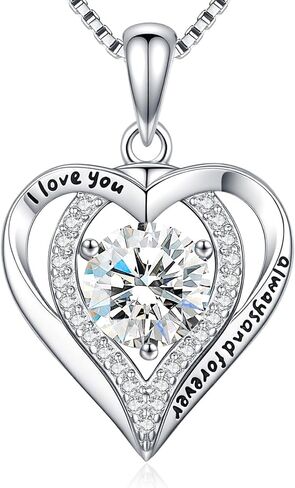 Moissanite Necklace for Women, 1-3 Carat Heart Pendant Necklace, 925 Sterling Silver, Anniversary Present for Wife, Women, Birthday Gifts for Wife, Jewelry Gifts for Girlfriend, Mom in Kuwait
