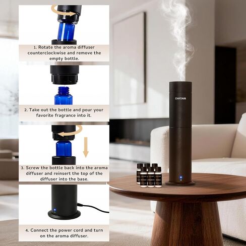 Waterless Scent Diffuser for Home, Essential Oil Nebulizing Diffuser with 6 Hotel Scents, Quiet Aromatherapy Fragrance Machine, Covers up to 700 Sq Ft, for Home, Spa, Office in Saudi Arabia