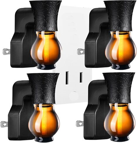 Blank Plug-in Air Freshener Polarized Wall Plug Oil Diffuser for DIY Characteristic Home Scent from Natural Essential Oil, EO+Water, Fragrance Refill (Black 4 Sets) in Kuwait