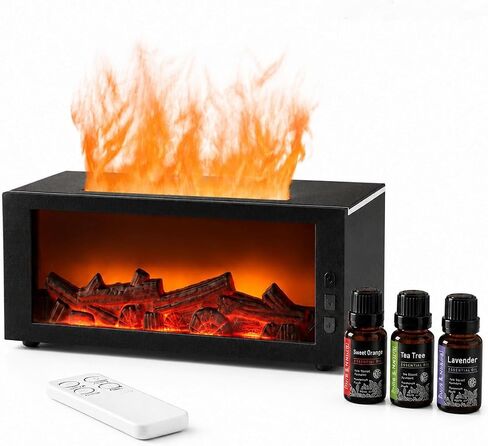 300ML Essential Oil Aroma Diffuser,Flame Air Humidifiers,Colorful Flame Diffusers for Home,Diffuser for Aromatherapy Yoga Room Bedroom, Office, Home with Remote Timer and Auto Off in Kuwait
