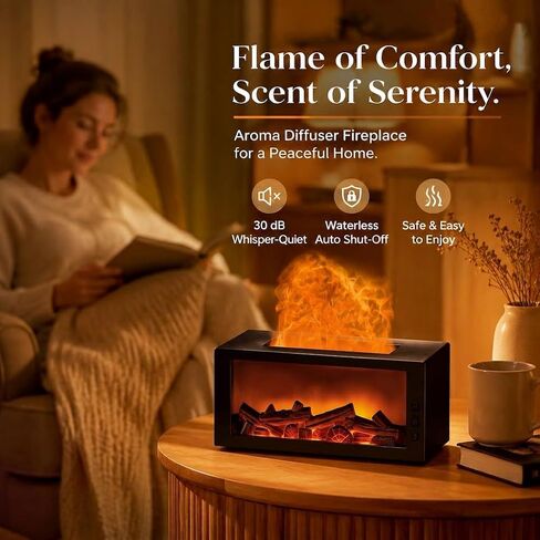 300ML Essential Oil Aroma Diffuser,Flame Air Humidifiers,Colorful Flame Diffusers for Home,Diffuser for Aromatherapy Yoga Room Bedroom, Office, Home with Remote Timer and Auto Off in Kuwait