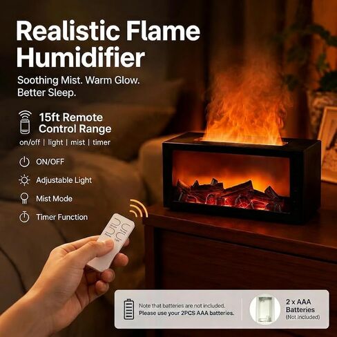 300ML Essential Oil Aroma Diffuser,Flame Air Humidifiers,Colorful Flame Diffusers for Home,Diffuser for Aromatherapy Yoga Room Bedroom, Office, Home with Remote Timer and Auto Off in Kuwait