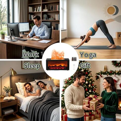300ML Essential Oil Aroma Diffuser,Flame Air Humidifiers,Colorful Flame Diffusers for Home,Diffuser for Aromatherapy Yoga Room Bedroom, Office, Home with Remote Timer and Auto Off in Kuwait