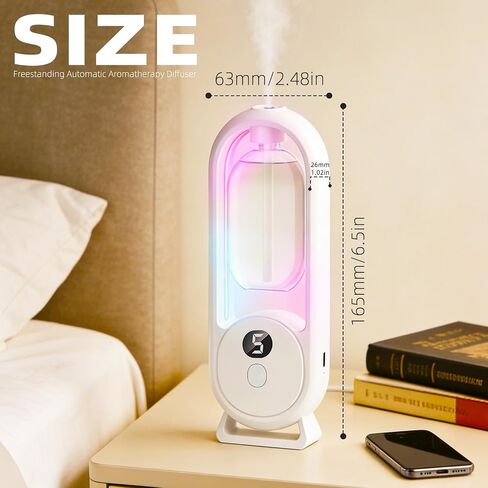 Aromatherapy Diffuser, Digital Display with LED Light and Battery Indicator, Rechargeable Automatic Spray Essential Oil Diffuser for Home Office Bedroom in Saudi Arabia