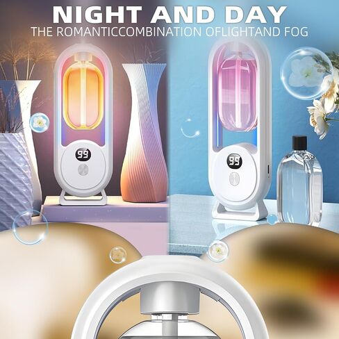 Aromatherapy Diffuser, Digital Display with LED Light and Battery Indicator, Rechargeable Automatic Spray Essential Oil Diffuser for Home Office Bedroom in Saudi Arabia