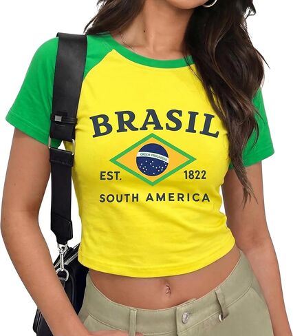 Soccer Cup 2026 Shirt Women Brazil Shirt Mexico Jersey Funny Graphic Short Sleeve Crop Top Streetwear in Kuwait