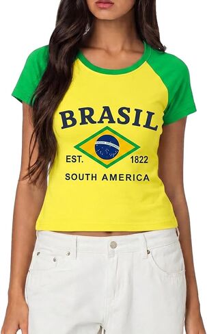 Soccer Cup 2026 Shirt Women Brazil Shirt Mexico Jersey Funny Graphic Short Sleeve Crop Top Streetwear in Kuwait