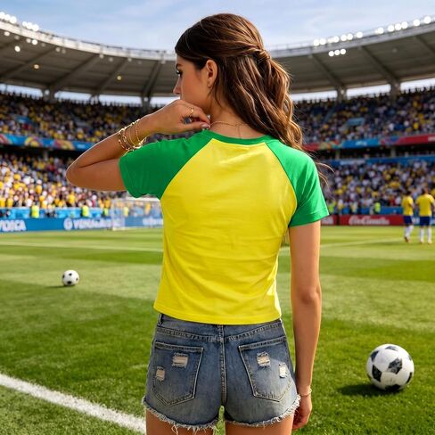 Soccer Cup 2026 Shirt Women Brazil Shirt Mexico Jersey Funny Graphic Short Sleeve Crop Top Streetwear in Kuwait