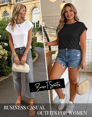 2Pack Womens T Shirts Cap Sleeve 2026 Spring Summer Tops Crewneck Casual Business Fashion Clothes Loose Fit Outfits in Kuwait