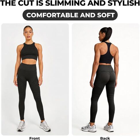 Anti Cellulite Compression 3D Leggings Women Butt Lifting Tummy Control with Resistance Bands Black in Kuwait
