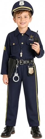 Police Costume for Kids Police Officer Costume with Accessories Boys Cop Outfits Career Day Halloween Role Play in Saudi Arabia