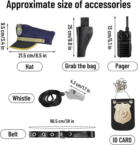 Police Costume for Kids Police Officer Costume with Accessories Boys Cop Outfits Career Day Halloween Role Play in Saudi Arabia