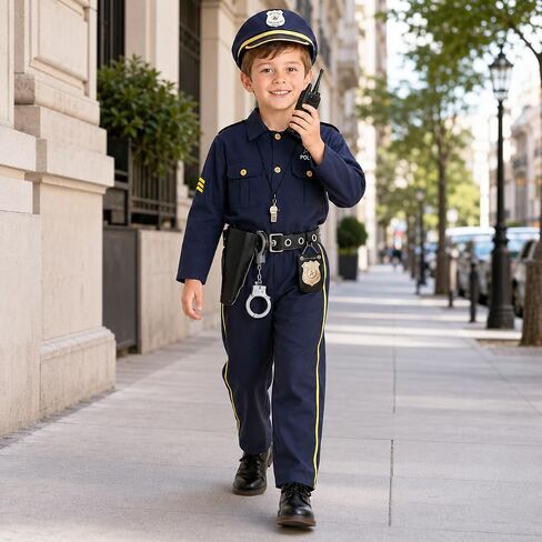 Police Costume for Kids Police Officer Costume with Accessories Boys Cop Outfits Career Day Halloween Role Play in Saudi Arabia