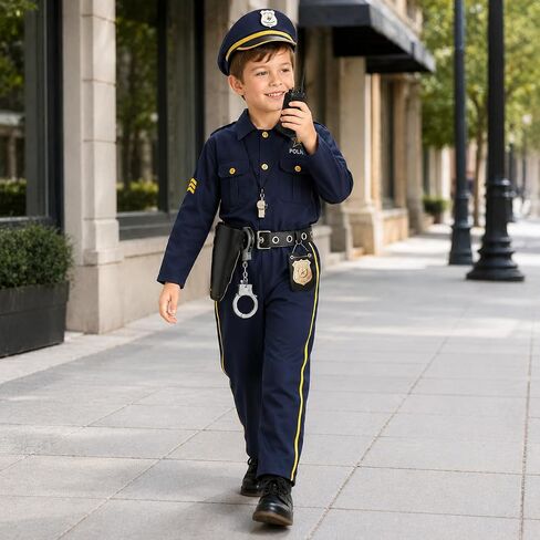 Police Costume for Kids Police Officer Costume with Accessories Boys Cop Outfits Career Day Halloween Role Play in Saudi Arabia