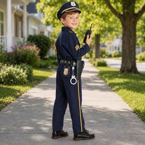 Police Costume for Kids Police Officer Costume with Accessories Boys Cop Outfits Career Day Halloween Role Play in Saudi Arabia
