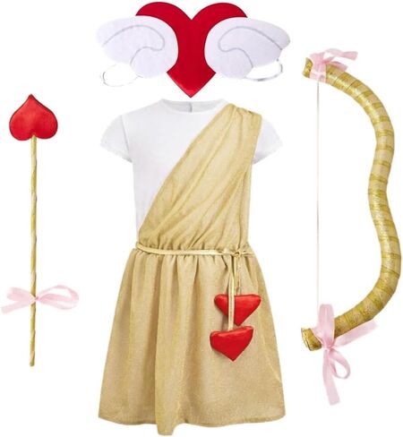 Dressy Daisy Toddler Boys Cupid Costume Set with Wings Bow Arrow, Gold Roman Toga Outfit Kids Valentines Day Dress Up Party in Kuwait