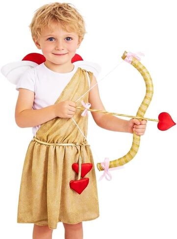 Dressy Daisy Toddler Boys Cupid Costume Set with Wings Bow Arrow, Gold Roman Toga Outfit Kids Valentines Day Dress Up Party in Kuwait