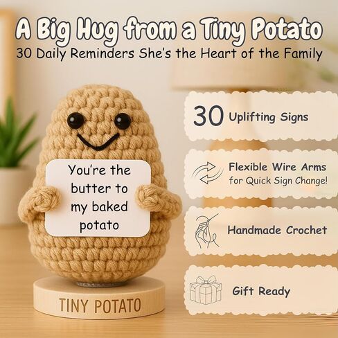 Romantic Gift for Couples - Knitted Crochet Potato with 30 Replaceable Love Notes - Fun Romantic Gift Idea for Girlfriend, Boyfriend, Wife, Husband, Couples - Gifts for Anniversary, Engagement in Saudi Arabia