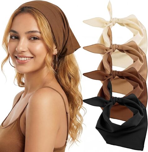 obeoby 4 Pcs Triangle Head Scarf for Women, Bandanas Hair Scarf Head Scarves – Gifts for Women and Girls in Saudi Arabia
