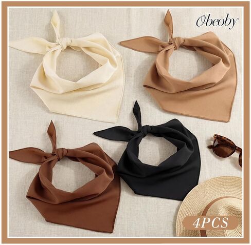 obeoby 4 Pcs Triangle Head Scarf for Women, Bandanas Hair Scarf Head Scarves – Gifts for Women and Girls in Saudi Arabia