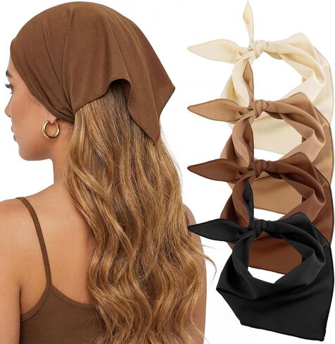 obeoby 4 Pcs Triangle Head Scarf for Women, Bandanas Hair Scarf Head Scarves – Gifts for Women and Girls in Saudi Arabia