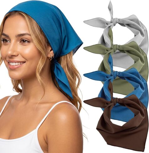 obeoby 4 Pcs Triangle Head Scarf for Women, Bandanas Hair Scarf Head Scarves – Gifts for Women and Girls in Saudi Arabia