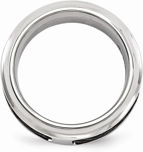 Solid Stainless Steel Men's and Black Titanium Men's Cable 10.75mm Wedding Band Ring in Kuwait