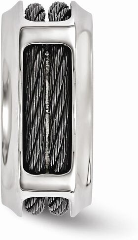 Solid Stainless Steel Men's and Black Titanium Men's Cable 10.75mm Wedding Band Ring in Kuwait