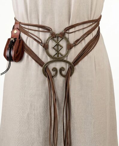 2 Pcs Viking Belt and Pouch Set, Troll Cross Rope Belt with Drawstring Purse, Medieval Renaissance Accessories for Women, Ren Faire Pagan Halloween Cosplay in Saudi Arabia