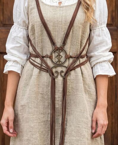 2 Pcs Viking Belt and Pouch Set, Troll Cross Rope Belt with Drawstring Purse, Medieval Renaissance Accessories for Women, Ren Faire Pagan Halloween Cosplay in Saudi Arabia