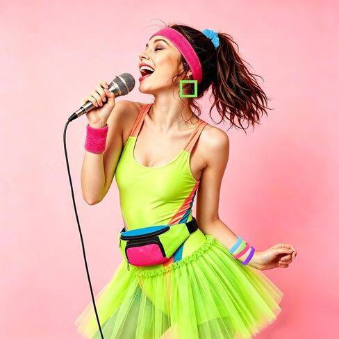 80s Neon Workout Costume Accessories Set 12 PCS Retro Fanny Pack Scrunchies Earrings Silicone Wristband Slouch Socks for Yoga Running Party Halloween in Saudi Arabia
